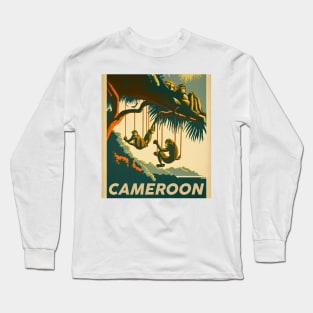 Cameroon Africa Rainforest Vintage Travel Art Poster Long Sleeve T-Shirt